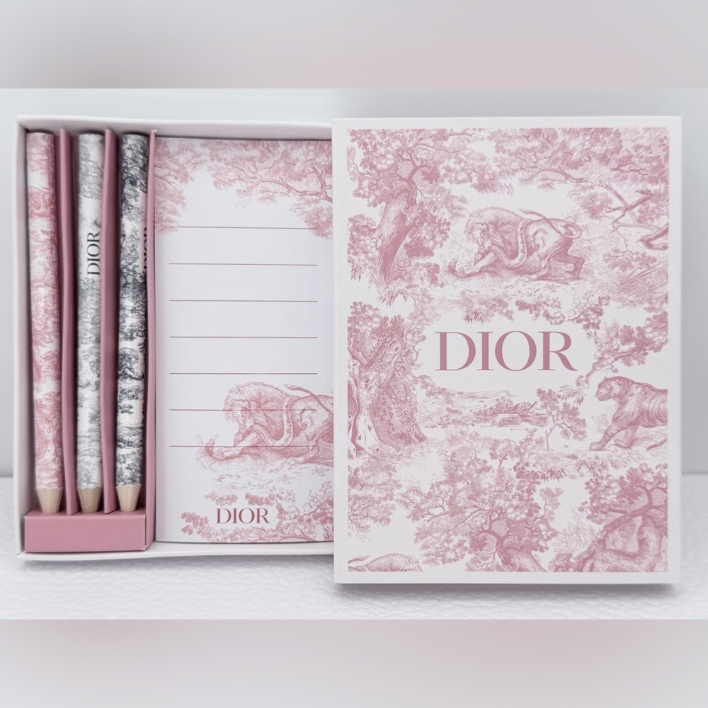 Christian Dior Mini Memo Notepad and Colored Pencil Set - Toile de Juoy GWP